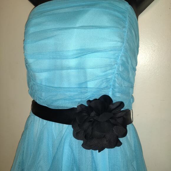 Vintage Y2K Aqua Deb Store Dress 1X Strapless Tulle Hi Low Prom Formal Cruise - Picture 8 of 16